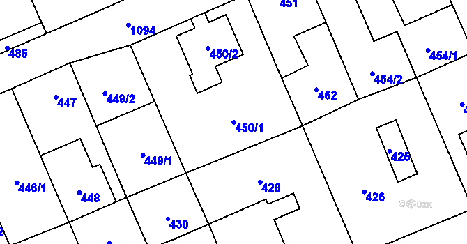Parcela st. 450/1 v KÚ Samotíšky, Katastrální mapa