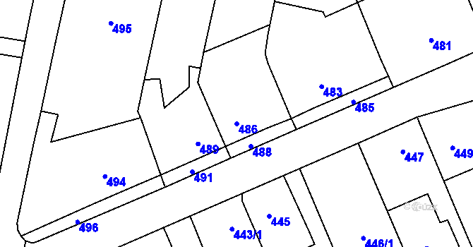 Parcela st. 486 v KÚ Samotíšky, Katastrální mapa