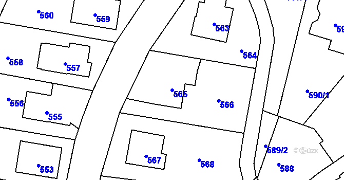Parcela st. 565 v KÚ Samotíšky, Katastrální mapa