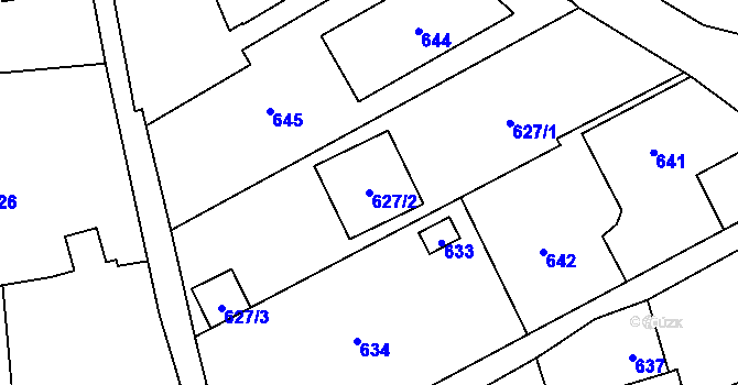 Parcela st. 627/2 v KÚ Samotíšky, Katastrální mapa