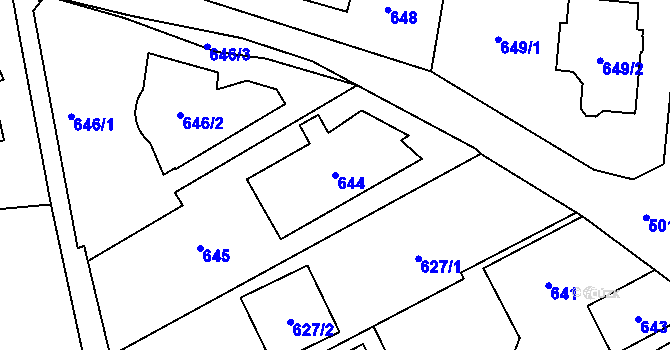 Parcela st. 644 v KÚ Samotíšky, Katastrální mapa