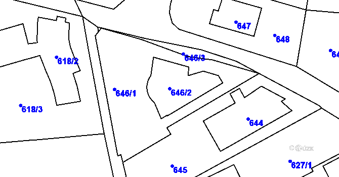 Parcela st. 646/2 v KÚ Samotíšky, Katastrální mapa