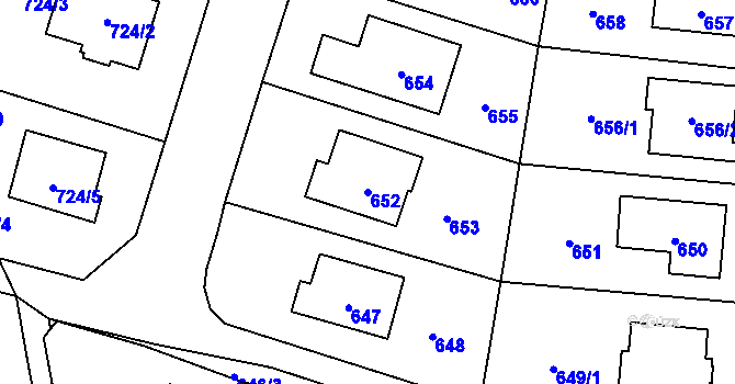 Parcela st. 652 v KÚ Samotíšky, Katastrální mapa
