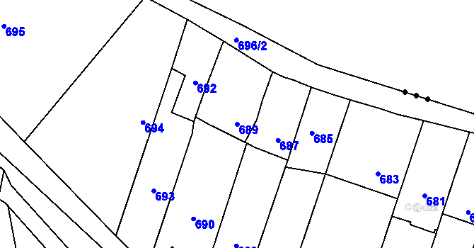Parcela st. 689 v KÚ Samotíšky, Katastrální mapa