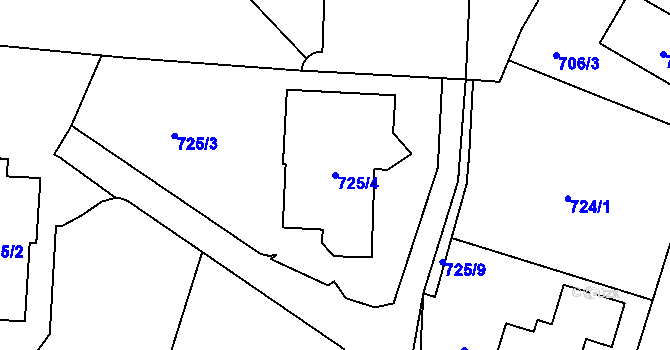 Parcela st. 725/4 v KÚ Samotíšky, Katastrální mapa