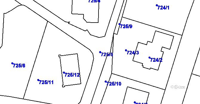 Parcela st. 725/5 v KÚ Samotíšky, Katastrální mapa
