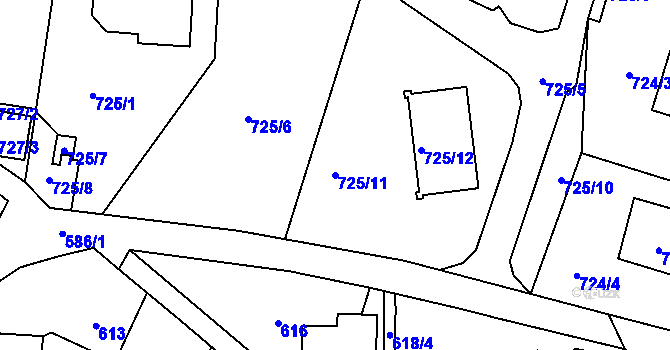 Parcela st. 725/11 v KÚ Samotíšky, Katastrální mapa