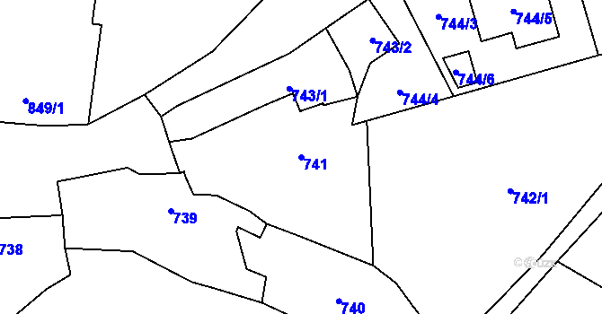 Parcela st. 741 v KÚ Samotíšky, Katastrální mapa