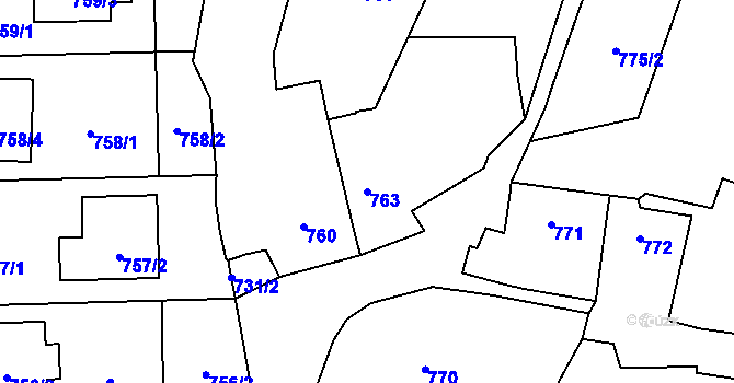 Parcela st. 763 v KÚ Samotíšky, Katastrální mapa