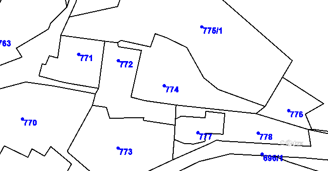 Parcela st. 774 v KÚ Samotíšky, Katastrální mapa