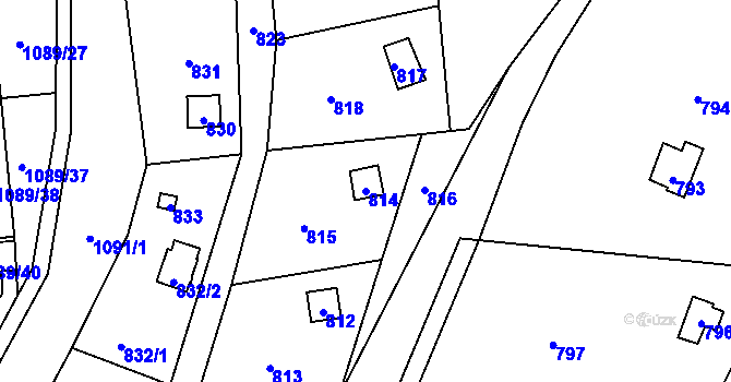 Parcela st. 814 v KÚ Samotíšky, Katastrální mapa
