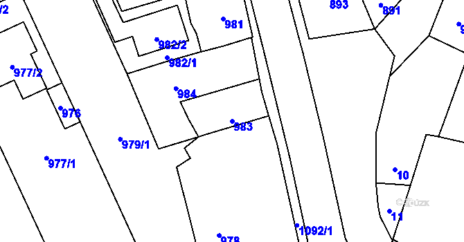 Parcela st. 983 v KÚ Samotíšky, Katastrální mapa