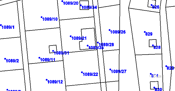 Parcela st. 1089/35 v KÚ Samotíšky, Katastrální mapa