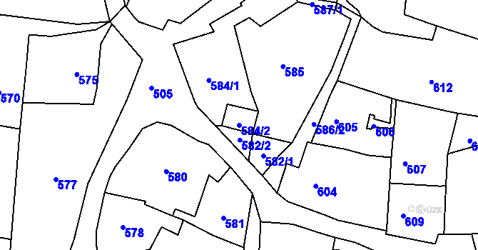 Parcela st. 584/2 v KÚ Samotíšky, Katastrální mapa