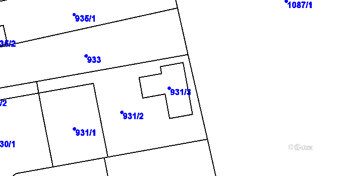 Parcela st. 931/3 v KÚ Samotíšky, Katastrální mapa