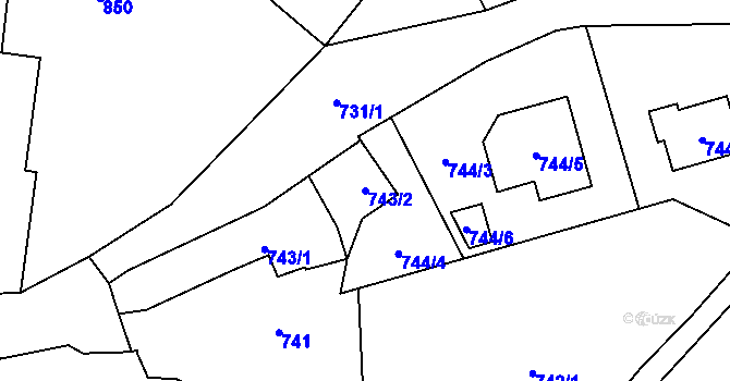 Parcela st. 743/2 v KÚ Samotíšky, Katastrální mapa