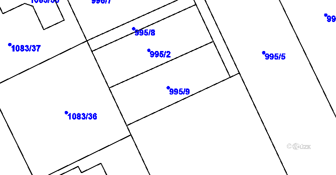 Parcela st. 995/9 v KÚ Samotíšky, Katastrální mapa