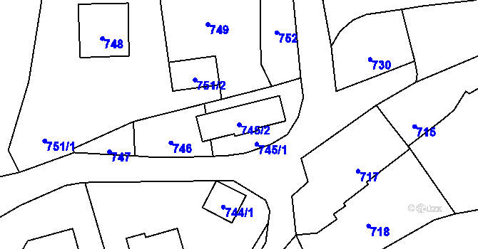 Parcela st. 745/2 v KÚ Samotíšky, Katastrální mapa