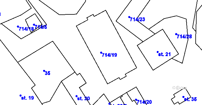Parcela st. 714/19 v KÚ Samšín, Katastrální mapa