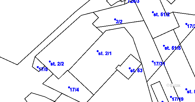 Parcela st. 2/1 v KÚ Samšín, Katastrální mapa