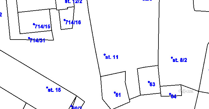 Parcela st. 11 v KÚ Samšín, Katastrální mapa