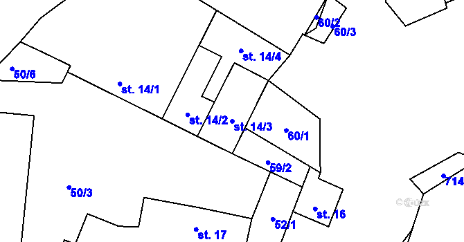 Parcela st. 14/3 v KÚ Samšín, Katastrální mapa