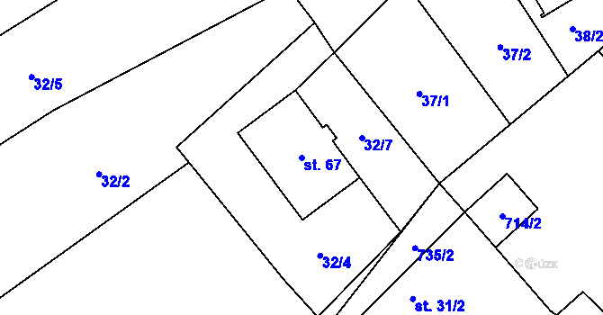 Parcela st. 67 v KÚ Samšín, Katastrální mapa