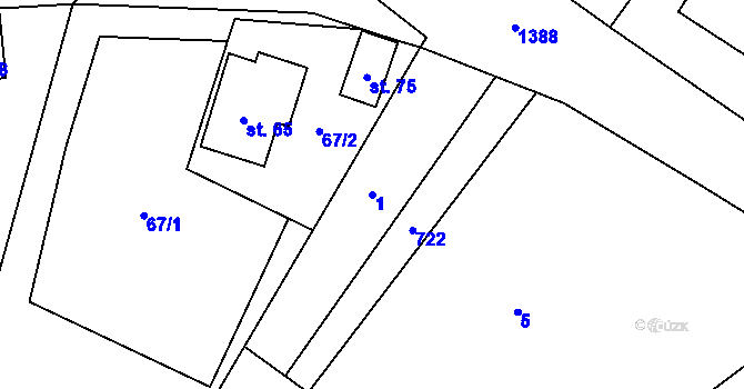 Parcela st. 1 v KÚ Samšín, Katastrální mapa