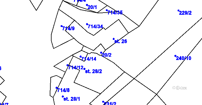 Parcela st. 20/2 v KÚ Samšín, Katastrální mapa