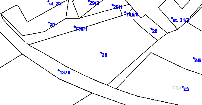 Parcela st. 28 v KÚ Samšín, Katastrální mapa