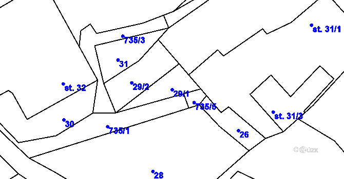 Parcela st. 29/1 v KÚ Samšín, Katastrální mapa