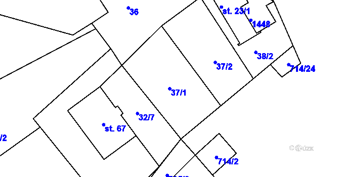 Parcela st. 37/1 v KÚ Samšín, Katastrální mapa