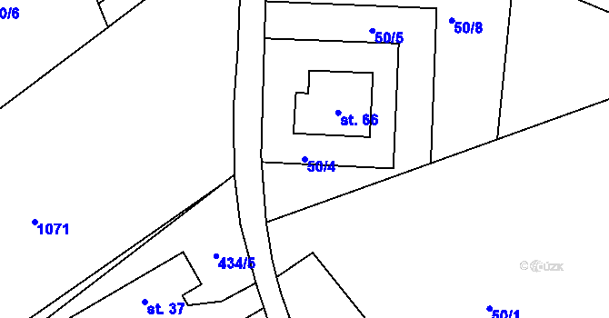 Parcela st. 50/4 v KÚ Samšín, Katastrální mapa