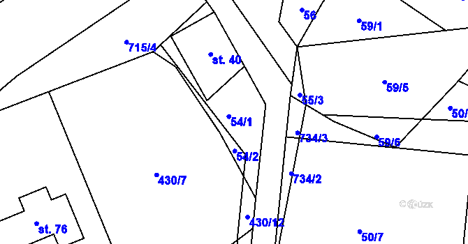 Parcela st. 54 v KÚ Samšín, Katastrální mapa