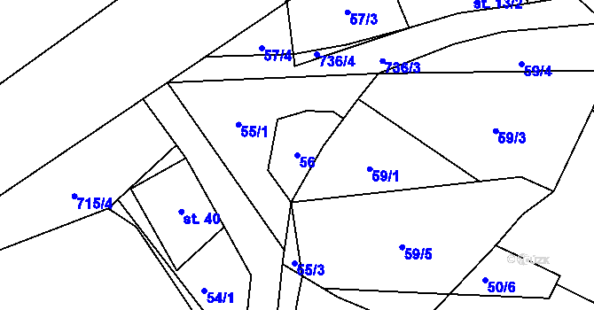 Parcela st. 56 v KÚ Samšín, Katastrální mapa
