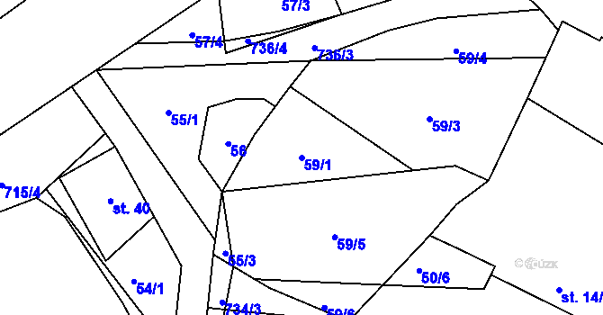 Parcela st. 59/1 v KÚ Samšín, Katastrální mapa