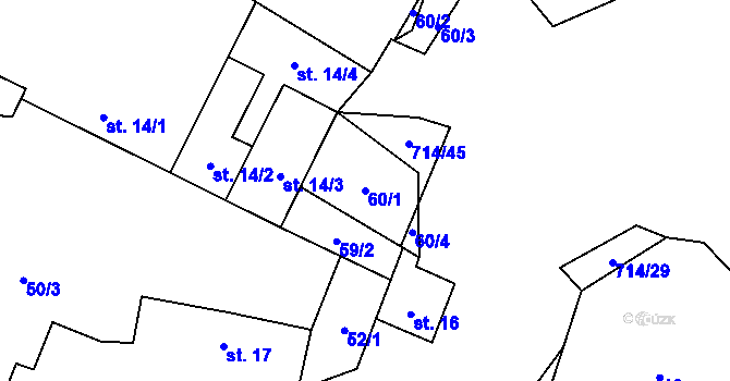 Parcela st. 60/1 v KÚ Samšín, Katastrální mapa