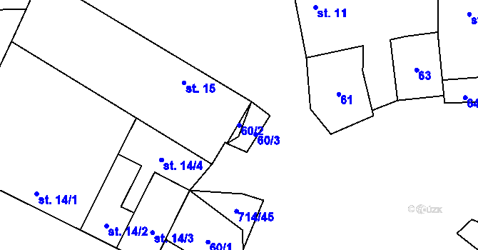 Parcela st. 60/2 v KÚ Samšín, Katastrální mapa