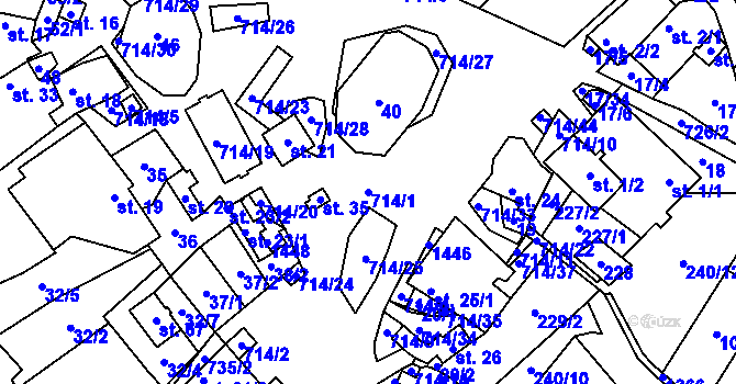 Parcela st. 714/1 v KÚ Samšín, Katastrální mapa