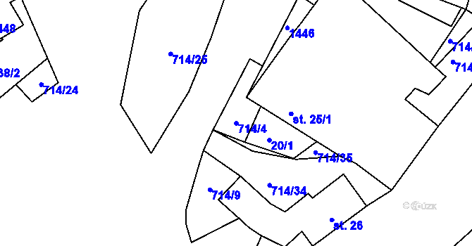 Parcela st. 714/4 v KÚ Samšín, Katastrální mapa