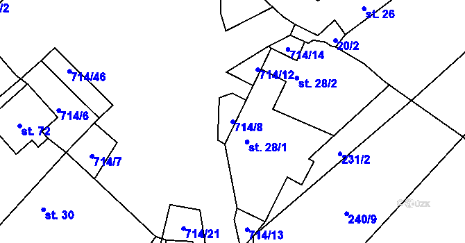 Parcela st. 714/8 v KÚ Samšín, Katastrální mapa