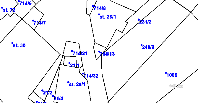 Parcela st. 714/13 v KÚ Samšín, Katastrální mapa