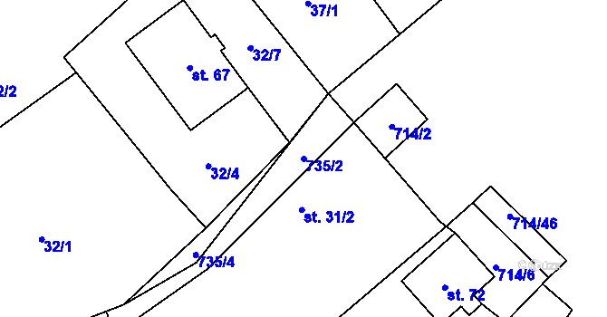 Parcela st. 735/2 v KÚ Samšín, Katastrální mapa