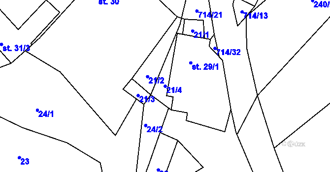 Parcela st. 21/4 v KÚ Samšín, Katastrální mapa