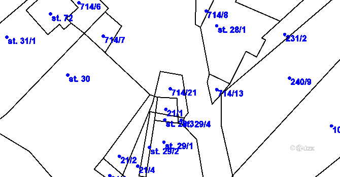 Parcela st. 714/21 v KÚ Samšín, Katastrální mapa