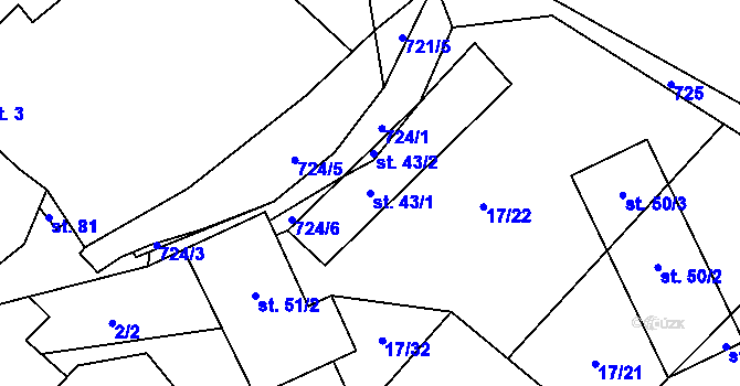 Parcela st. 43/1 v KÚ Samšín, Katastrální mapa