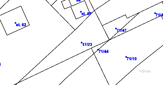Parcela st. 17/23 v KÚ Samšín, Katastrální mapa