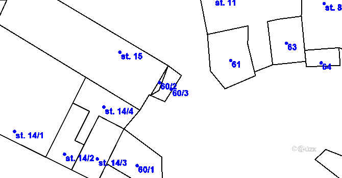 Parcela st. 60/3 v KÚ Samšín, Katastrální mapa