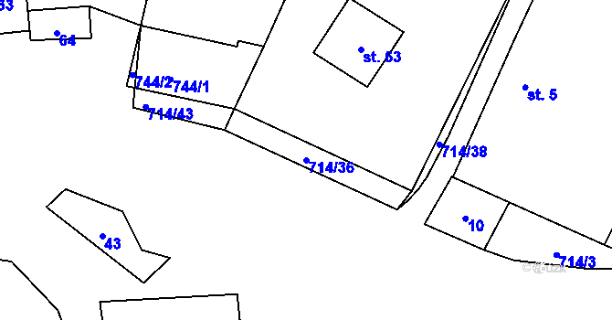 Parcela st. 714/36 v KÚ Samšín, Katastrální mapa