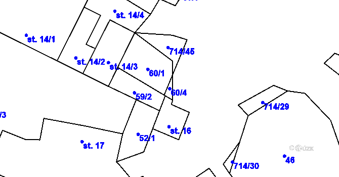 Parcela st. 60/4 v KÚ Samšín, Katastrální mapa